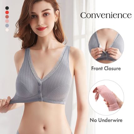 Comfort Ever - Comfortable Front-Closure Wireless Plus Size Bra.